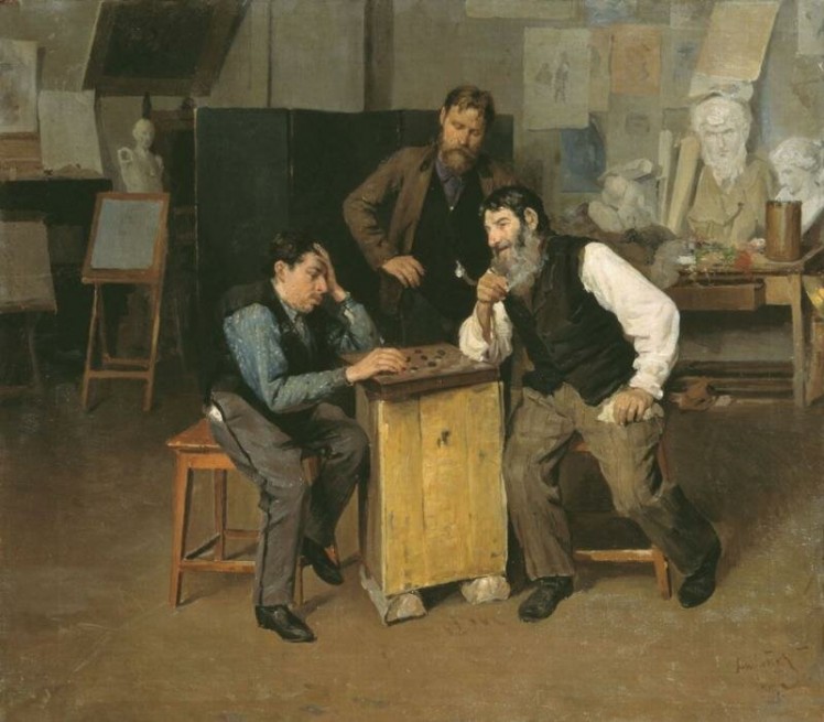 АНТИПОВ Пётр Антипович (1864 – )  Игра в шашки. 1898 г.