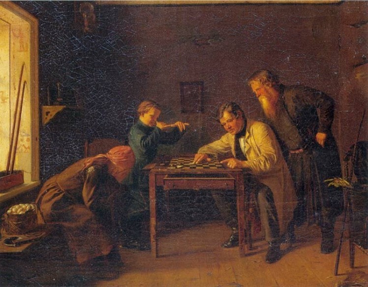 БАШИЛОВ Яков Степанович (1839 – 1896)  Игра в шашки. 1865 г.